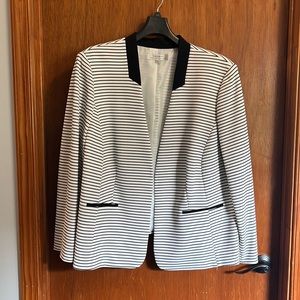 Tahari ASL Black and White Striped Jacket